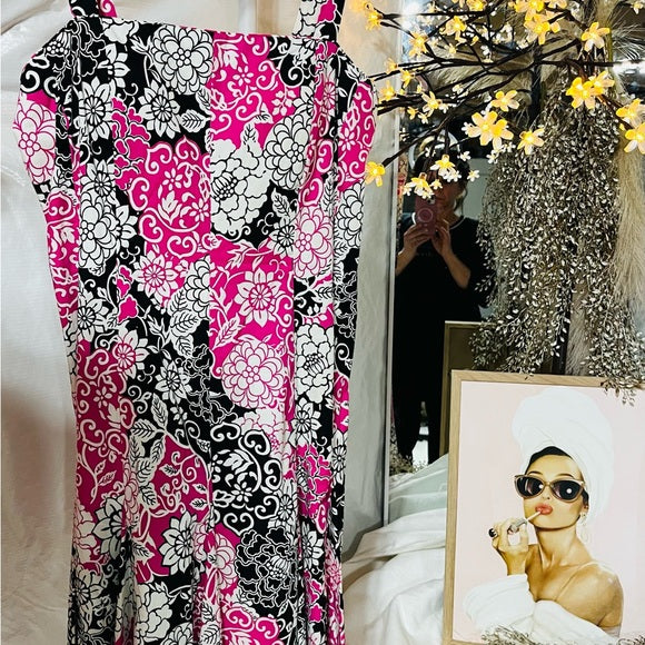 Madison Leigh Pink and Black Floral Dress