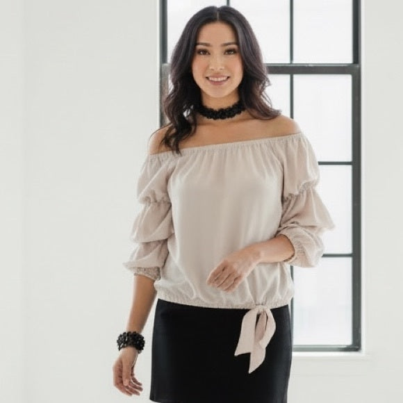 MSK Cream Off-Shoulder Blouse