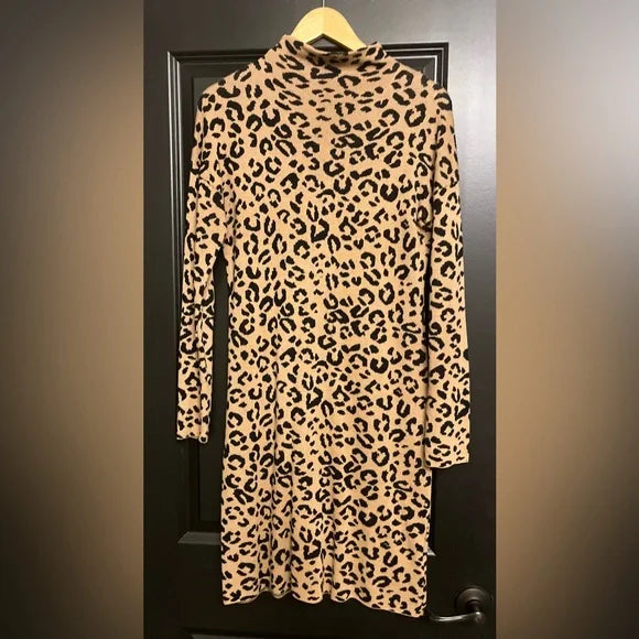 Nicole Miller Leopard Print Long Sleeve Dress
