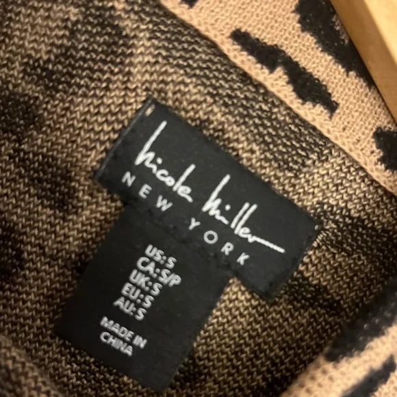 Nicole Miller Leopard Print Long Sleeve Dress