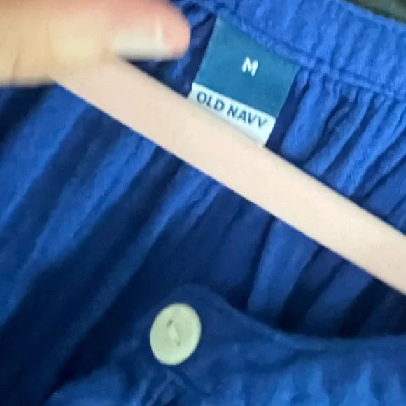 Old Navy Cobalt Blue Button-Front Peasant Dress