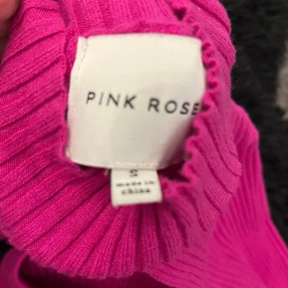 Pink Rose Fuchsia Ribbed Sweater