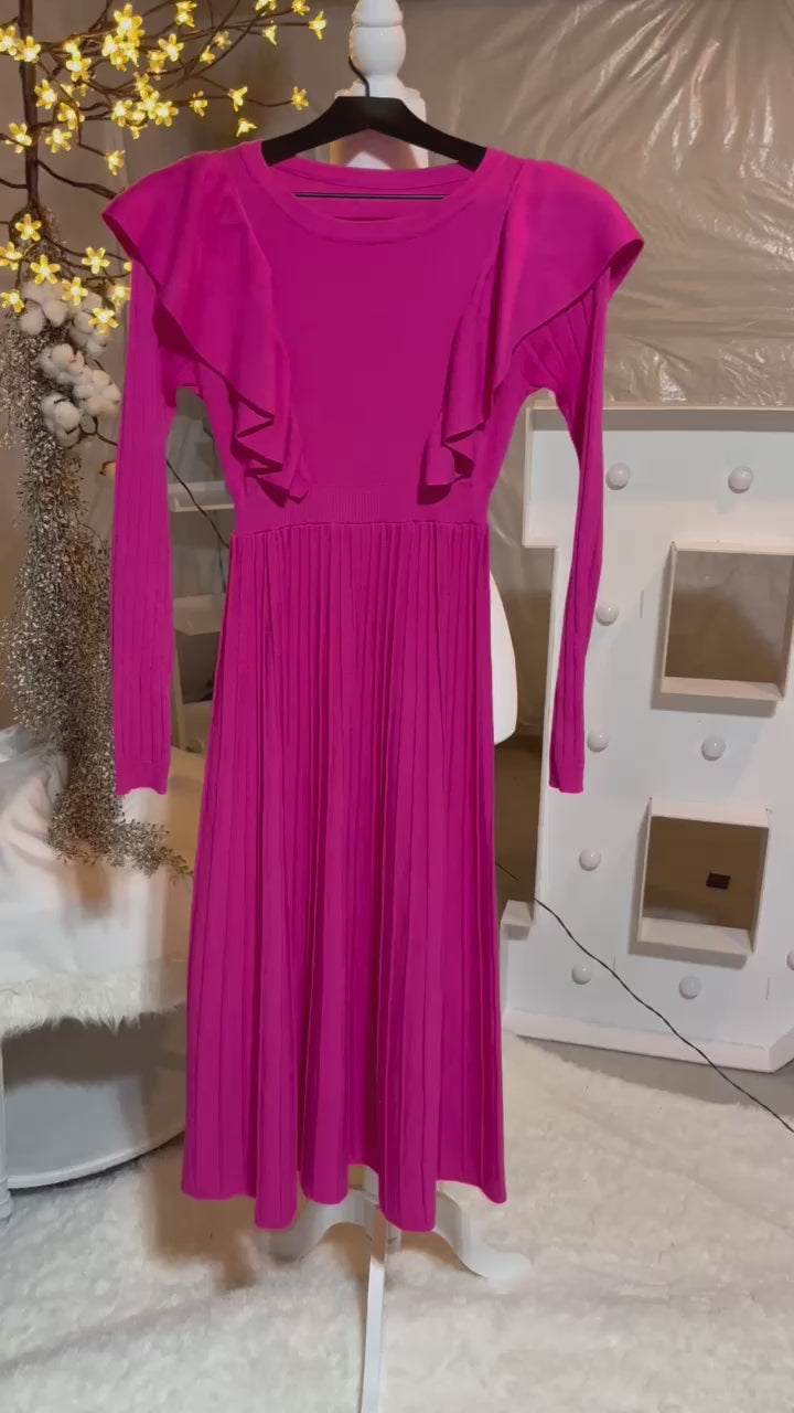 Chic Fuchsia Ruffle Dress