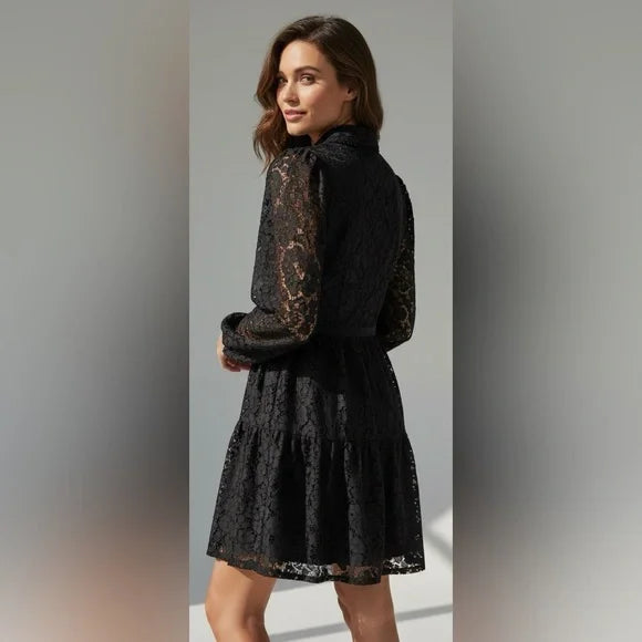 Rachel Parcell Black Lace Long Sleeve Dress