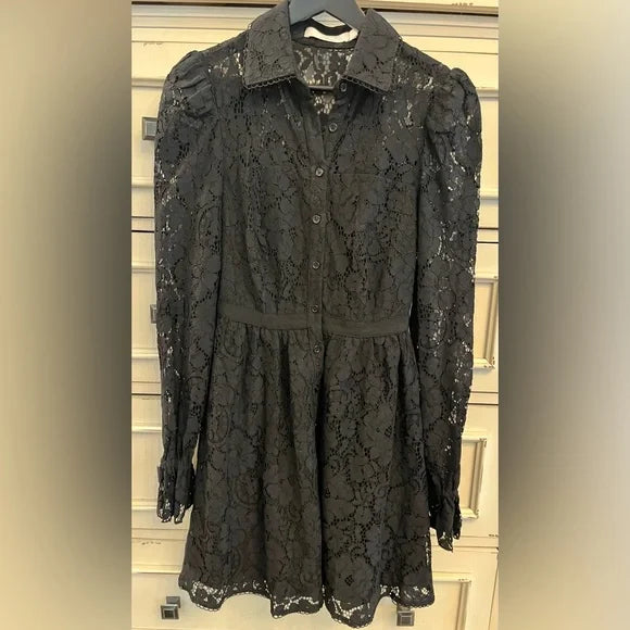 Rachel Parcell Black Lace Long Sleeve Dress