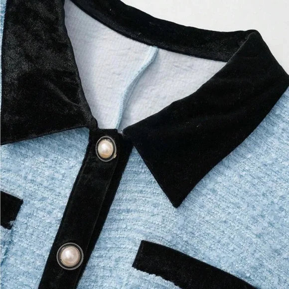 SHEIN Blue and Black High Waist Women Shorts Set