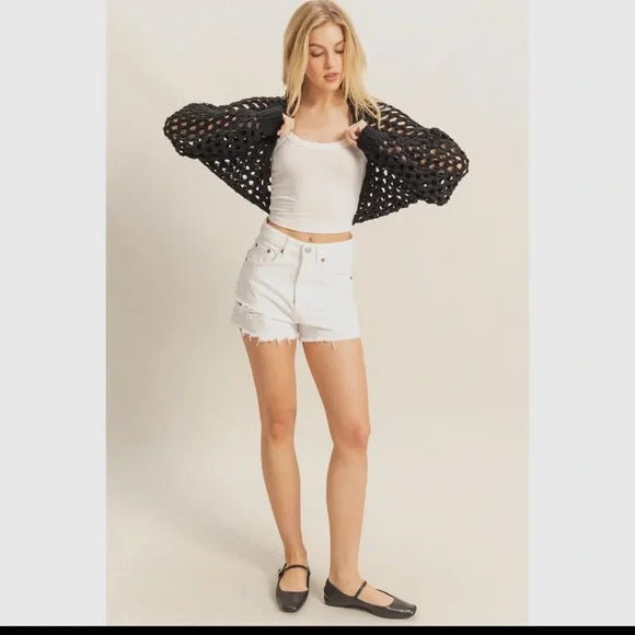 ShopEvelynne Black Open-Knit Cardigan