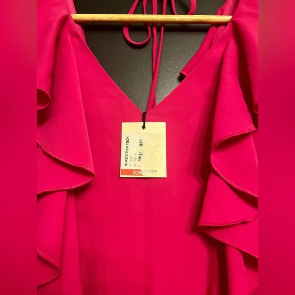Trina Turk Fuchsia Backless Ruffle Dress
