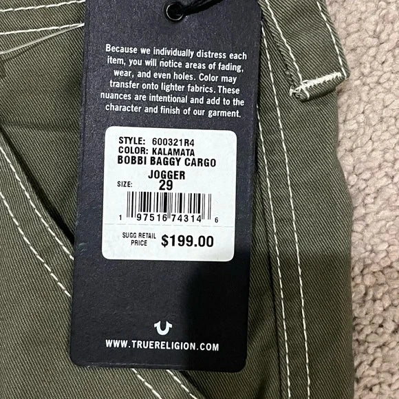 True Religion Olive Bobby Baggy Joggers